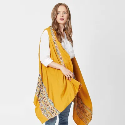 Truedames Aztec Pattern Embroidered Vest In Yellow