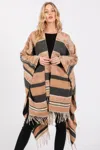 Truedames Aztec Pattern Fringe Ruana In Brown