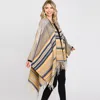 Truedames Aztec Patterned Fringe Ruana Poncho In Brown