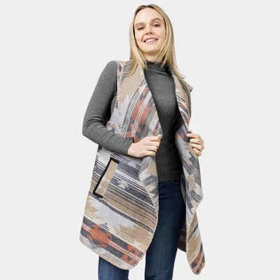 TRUEDAMES AZTEC PATTERNED FRONT POCKET COLLAR VEST