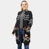 Truedames Aztec Patterned Sweater Cardigan In Black