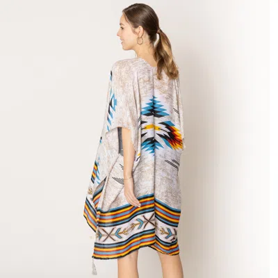 Truedames Aztec Print Kimono Poncho In Multi