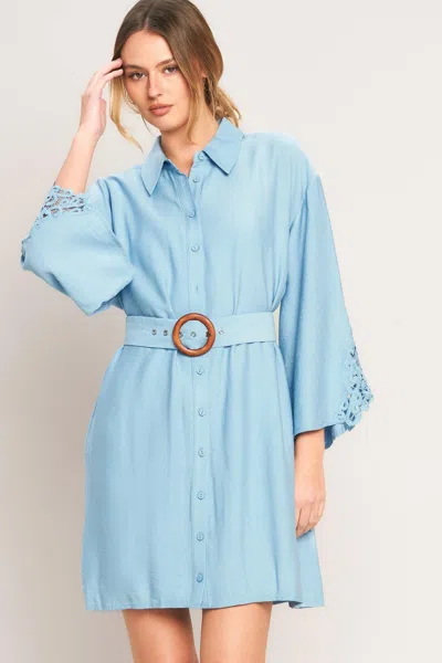 Truedames Azure Coast Woven Mini Dress In Blue
