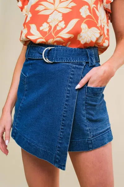 Truedames Azure Elegance Denim Skort In Blue