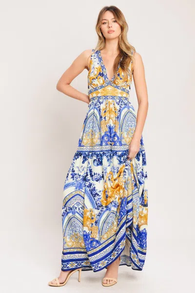 Truedames Azure Palazzo Woven Maxi Dress In Multi