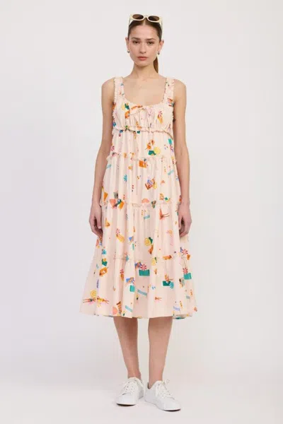 Truedames Babydoll Poplin Maxi Dress In Multi