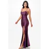 Truedames Back Lace Up Mermaid Dress With Waist Shirring In Purple
