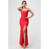 Truedames Back Lace Up Mermaid Dress With Waist Shirring In Red