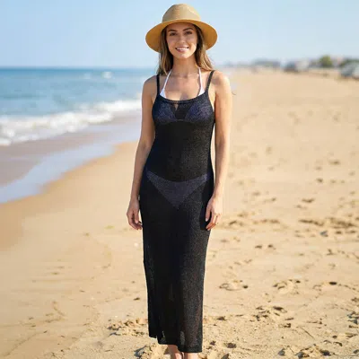 Truedames Backless Knit Maxi Cover Up Dress In Black