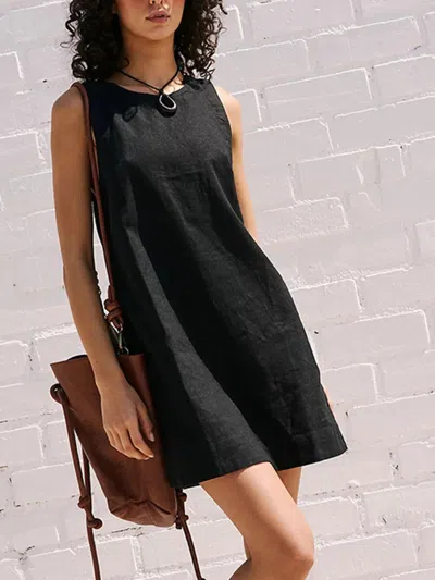 Truedames Backless Sleeveless Denim Mini Dress In Black