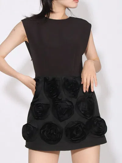 Truedames Backless Sleeveless Striped Mini Dress In Black