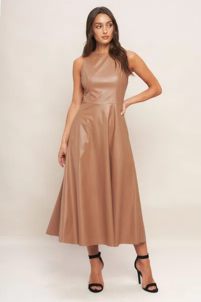 Truedames Bare Sophistique Faux Leather Midi Dress In Brown