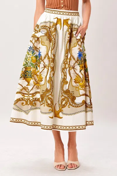 Truedames Baroque Escape Woven Midi Skirt In Multi