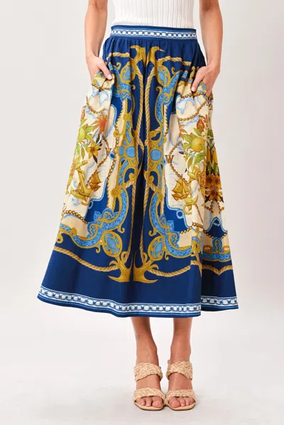 Truedames Baroque Escape Woven Midi Skirt In Multi
