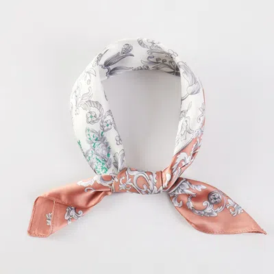Truedames Baroque Floral Pattern Printed Square Silky Satin Bandana Scarf In Multi
