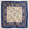 Truedames Baroque Scroll Printed Square Silky Satin Scarf In Blue