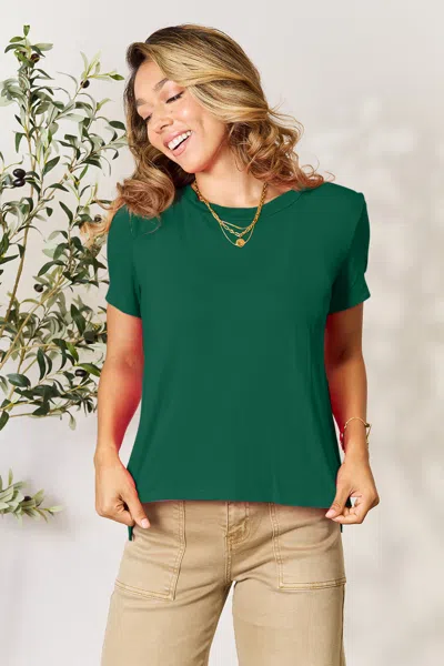 Truedames Basic Bae Full Size Round Neck Short Sleeve T-shirt In Green