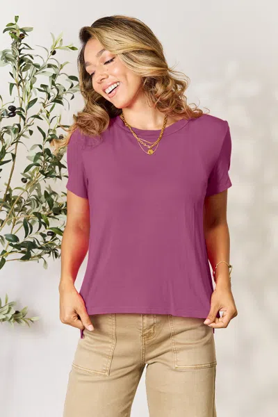 Truedames Basic Bae Full Size Round Neck Short Sleeve T-shirt In Purple