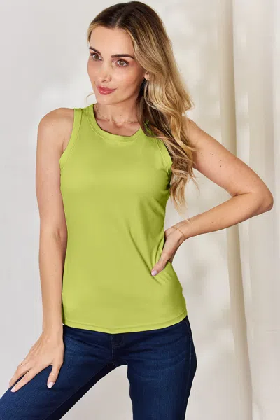 Truedames Basic Bae Full Size Round Neck Slim Tank In Green