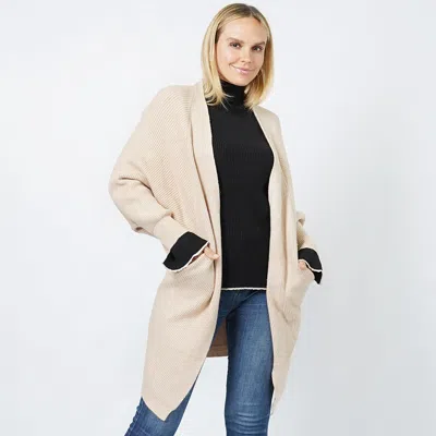 Truedames Batwing Knit Cardigan In Neutral