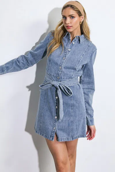 Truedames Be A Light Denim Mini Dress In Blue