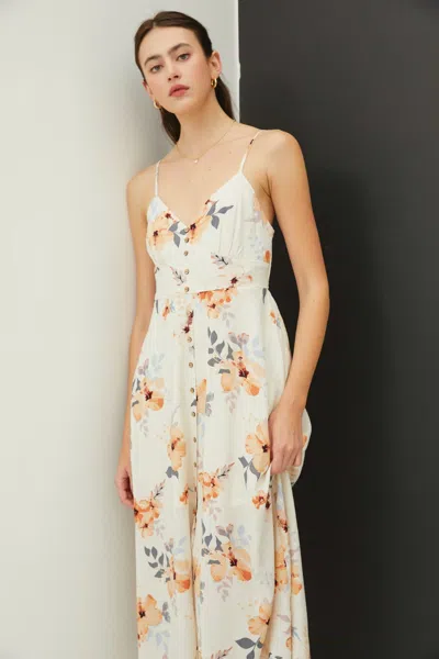 Truedames Be Cool Floral Button Down Cami Midi Dress In Multi