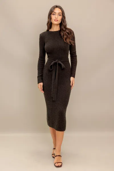 Truedames Be Good To Me Sweater Midi Dress In Brown