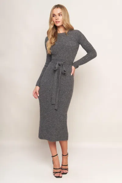 Truedames Be Good To Me Sweater Midi Dress In Gray
