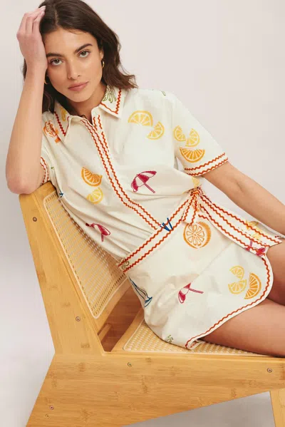 Truedames Beach Day Citrus Woven Skort In Neutral