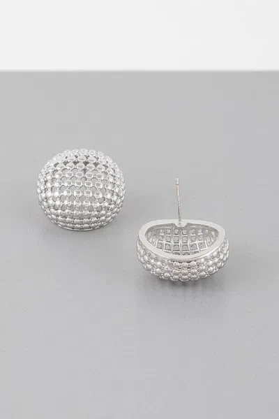 Truedames Beaded Dome Stud Earrings In Metallic