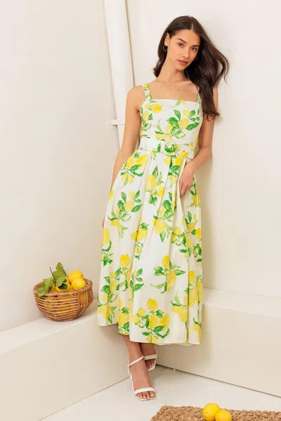 Truedames Beaming Perfection Ivory Woven Midi Dress In Multi
