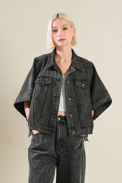 Truedames Beautiful As You Denim Jacket In Black