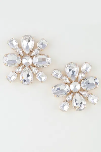 Truedames Bejeweled Flower Stud Earrings In Gold