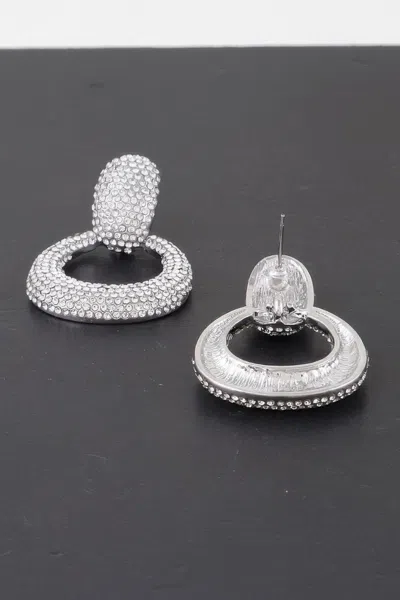 Truedames Bejeweled Hoop Drop Earrings In Silver