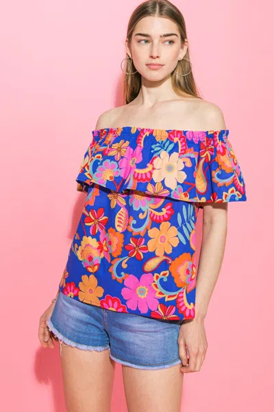 Truedames Believe In Destiny Poplin Top In Blue
