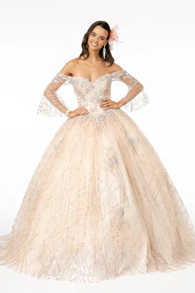 Truedames Bell Sleeve Glitter Quinceanera Dresses In Pink