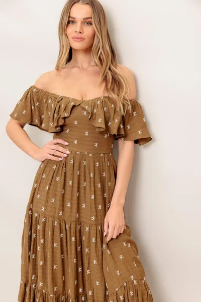 Truedames Belle Amour Brown Woven Midi Dress