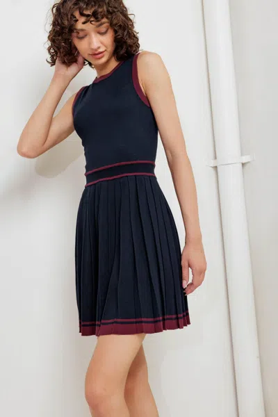 Truedames Berry Stripe Sweater Mini Dress In Blue