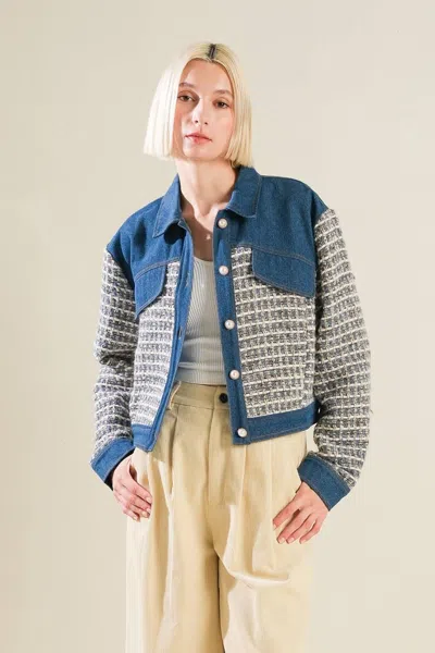 Truedames Better Days Tweed Denim Jacket In Multi