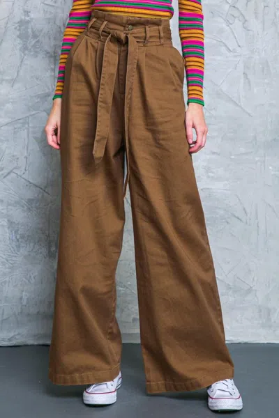 Truedames Big Moment Twill Pants In Brown