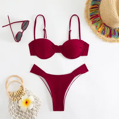 Truedames Bikini Sexy Solid Color Swimsuit Women Split Swimsuit Women Bikini In White