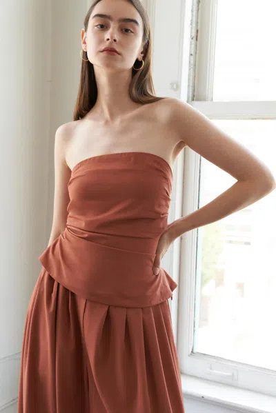 Truedames Birds Singing Woven Top In Brown