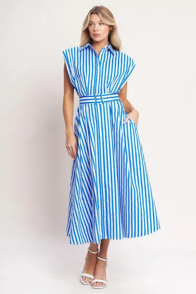 Truedames Bistro Stripe Woven Midi Dress In White