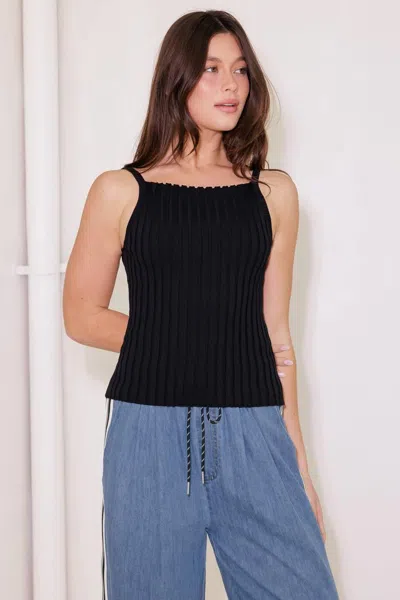 Truedames Bit Of Sunshine Black Sweater Knit Tank Top