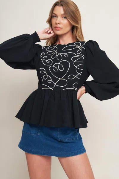Truedames Black Canvas Woven Top
