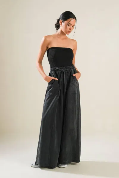Truedames Black Tea With You Mix Media Jumpsuit
