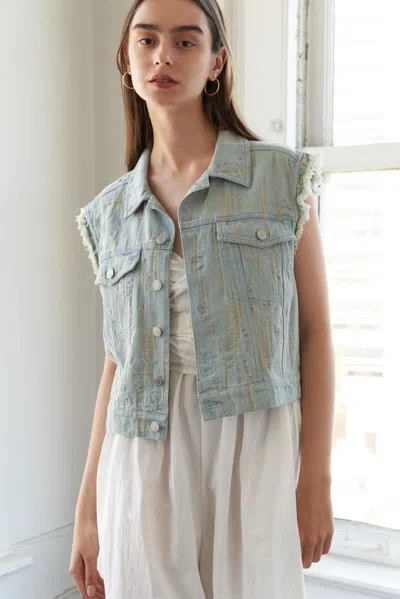 Truedames Blessed Lift Denim Vest In Blue