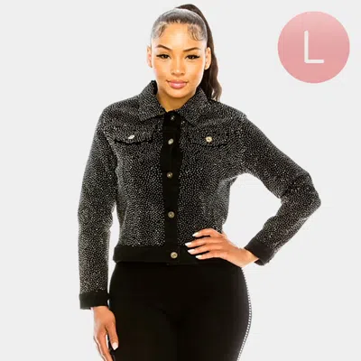 Truedames Bling Denim Jacket In Black
