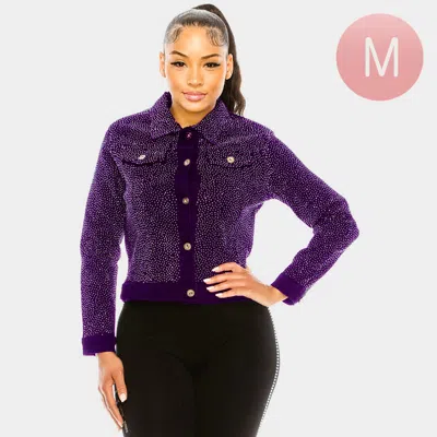 Truedames Bling Denim Jacket In Purple