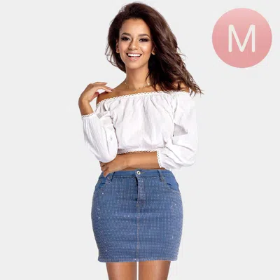 Truedames Bling Denim Skirt In White